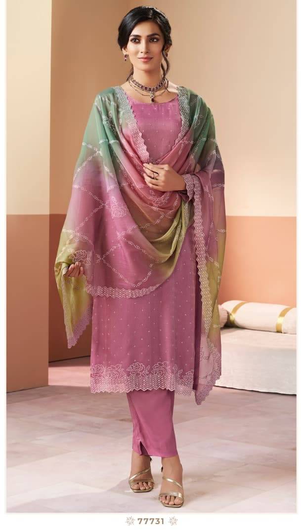 KULEESH RANGGATT by Vinay fashion 77731 To 77734 s Designer Festive Suits Collection Beautiful Stylish Fancy Colorful Party Wear & Occasional Wear Silk Jacquard Dresses At Wholesale Price